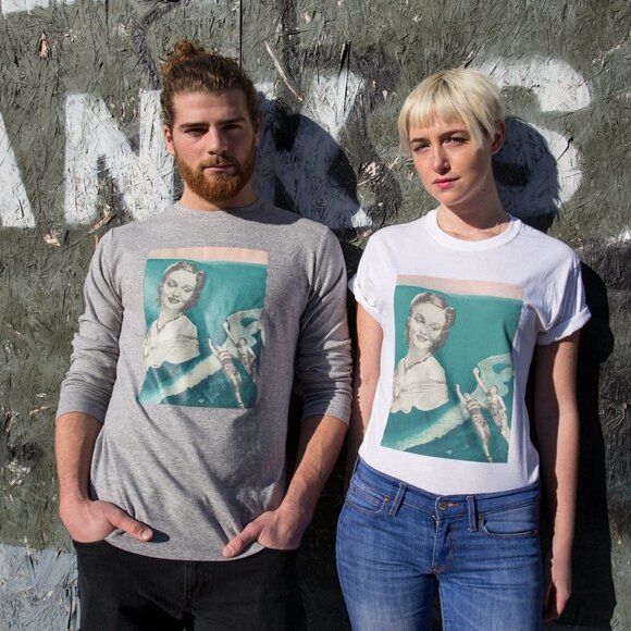 Collage Print Grey Sweatshirt Original Graphic Artist Design titled Fatal Flaw - Picture 3 of 13